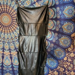 Prettylittlething leather dress with open slit on the side